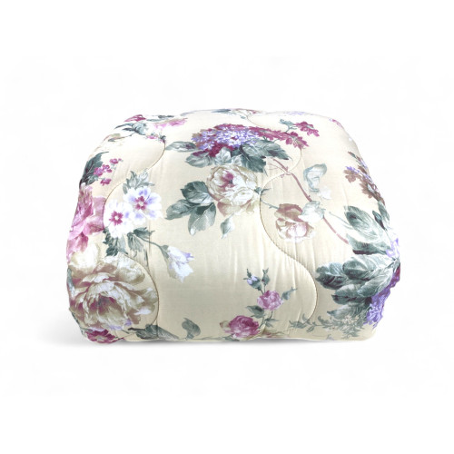 Sanderson Flower Quilt Beige Fond d’hiver, Couette chaude 300 gr/m², Motif floral élégant, Fabriqué en Italie