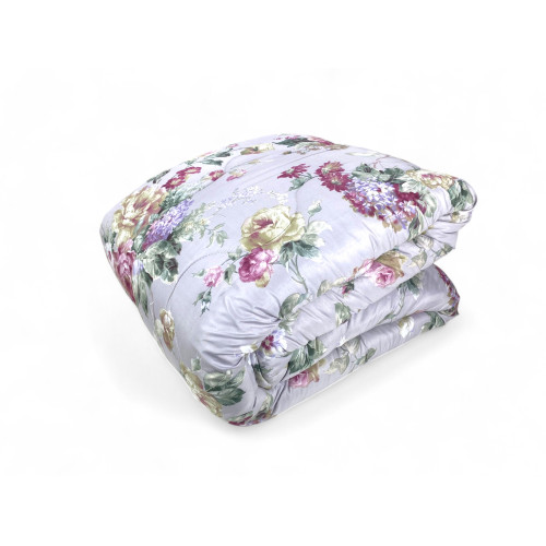 Sanderson Flower Quilt Winter grauer Hintergrund, warme Bettdecke 300 gr/qm, elegantes Blumenmuster, Made in Italy