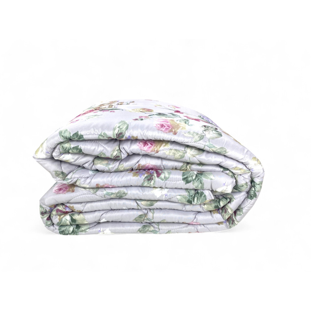 Edredón de flores Sanderson Fondo gris invierno, Edredón cálido 300 gr/m², Elegante estampado floral, Made in Italy