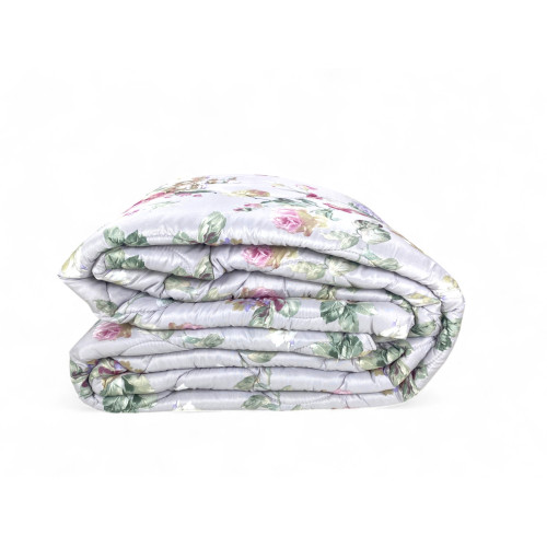 Edredón de flores Sanderson Fondo gris invierno, Edredón cálido 300 gr/m², Elegante estampado floral, Made in Italy