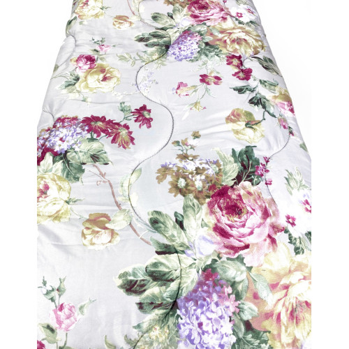 Sanderson Flower Quilt Hiver Fond Gris, Couette Chaude 300 gr/m², Motif Floral Elégant, Fabriqué en Italie