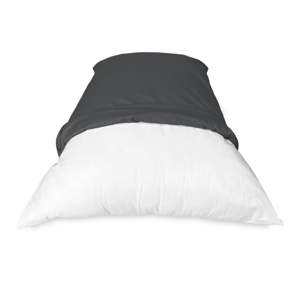 Paire de taies d’oreiller solides Couleur unie gris plomb, 100% coton, lavable, fabriqué en Italie, 52x82 cm