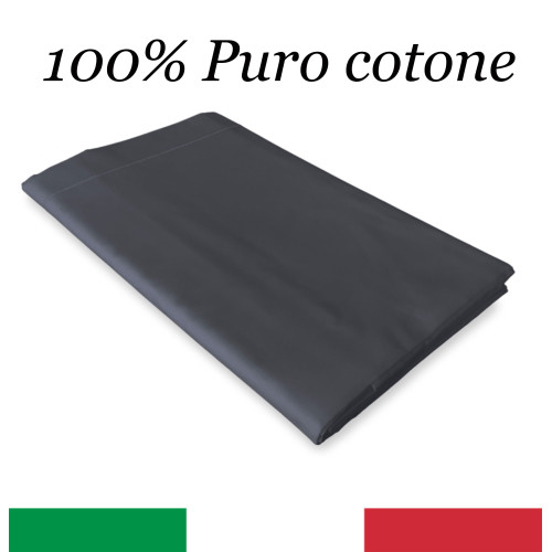 Strong Solid Color Lead Grey Cord Top Sheet, 100% Cotton, Made in Italy