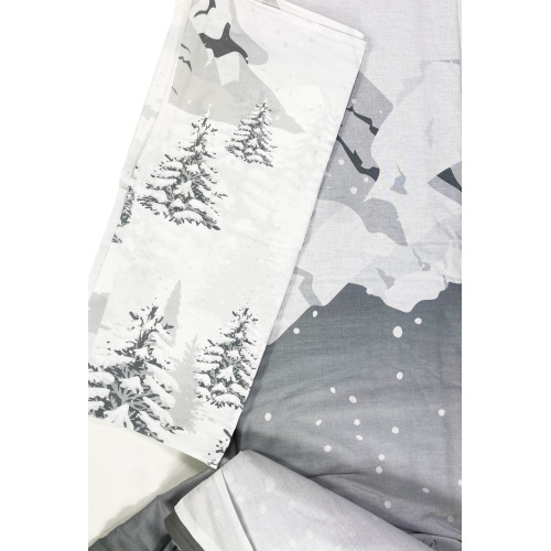 Funda Nórdica Tirolesa Montebianco 100% Algodón - Doble Cara, Patrón Alpino con Esquiadores y Chalets, Suave y Transpirable