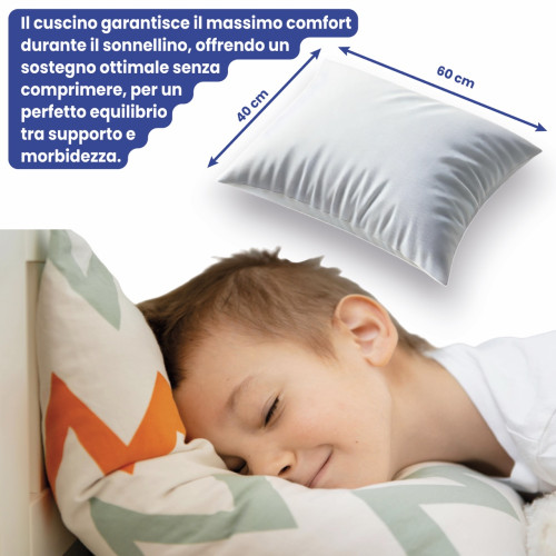 Baby Bed Cushion 40x60 cm, Breathable, Hypoallergenic, Anti-mite, 100% Made in Italy Cotton, Soft and Safe for Babies