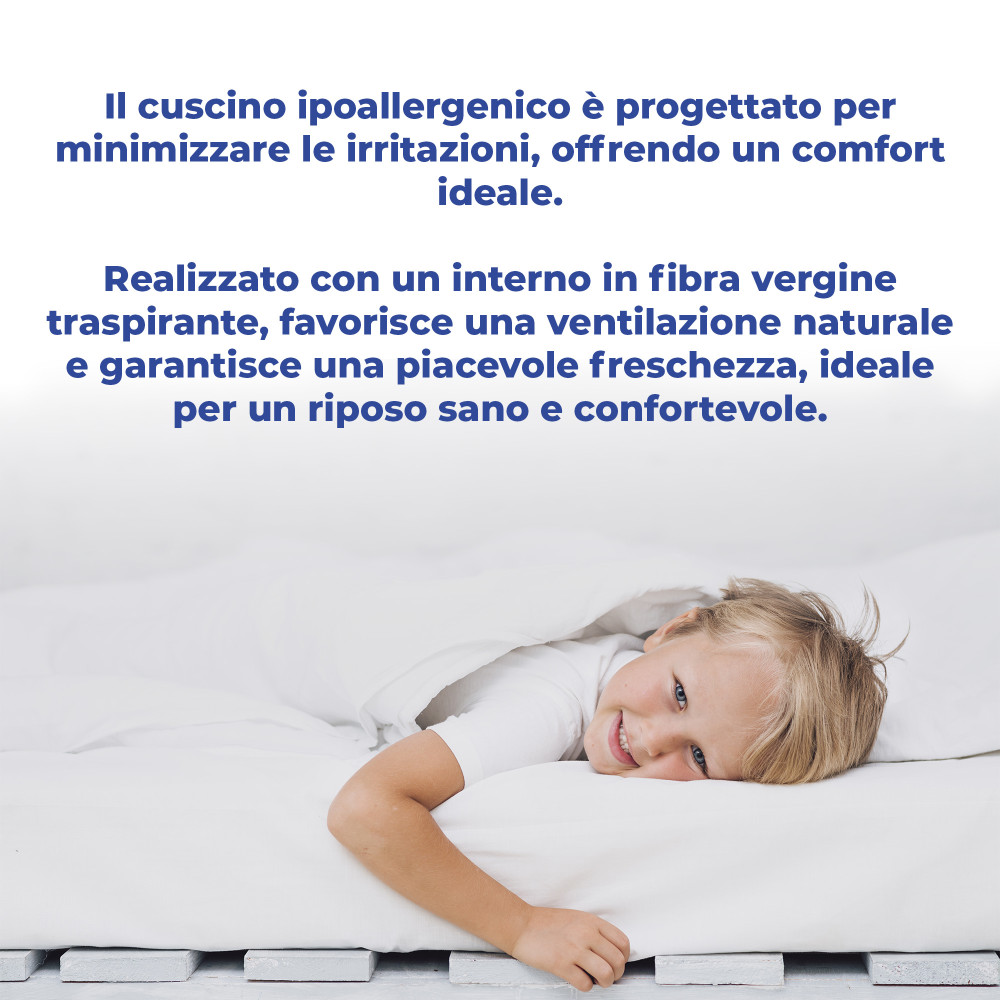 Baby Bed Cushion 40x60 cm, Breathable, Hypoallergenic, Anti-mite, 100% Made in Italy Cotton, Soft and Safe for Babies