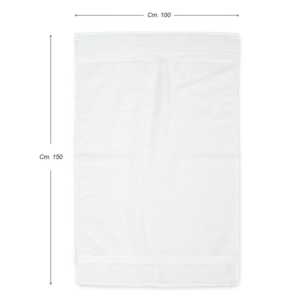 White Bath Towel 100x150 cm – 100% Soft and Absorbent Cotton Terry – Made in Italy – Ideal for Hotels and B&Bs