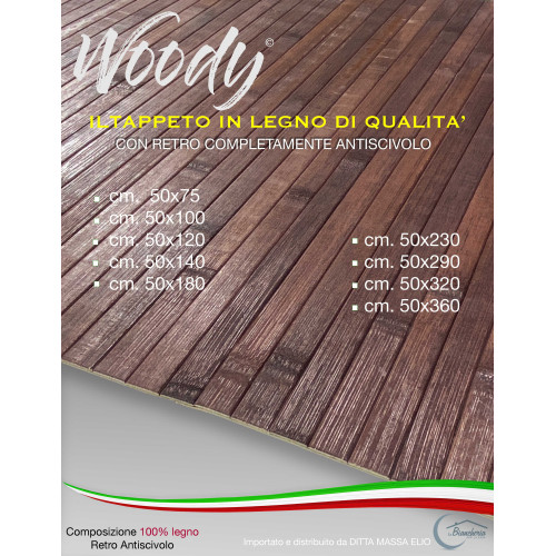 TAPPETO cucina IN LEGNO bamboo WOODY unito MARRONE