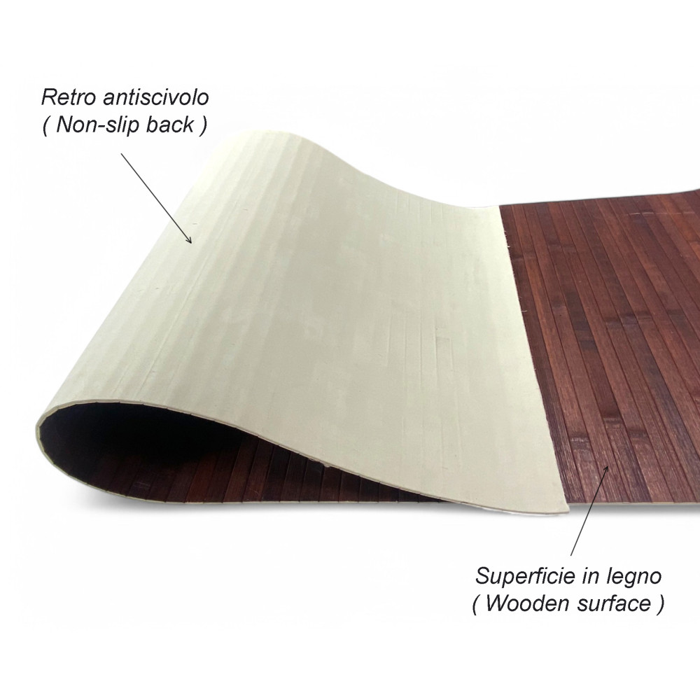 TAPPETO cucina IN LEGNO bamboo WOODY unito MARRONE