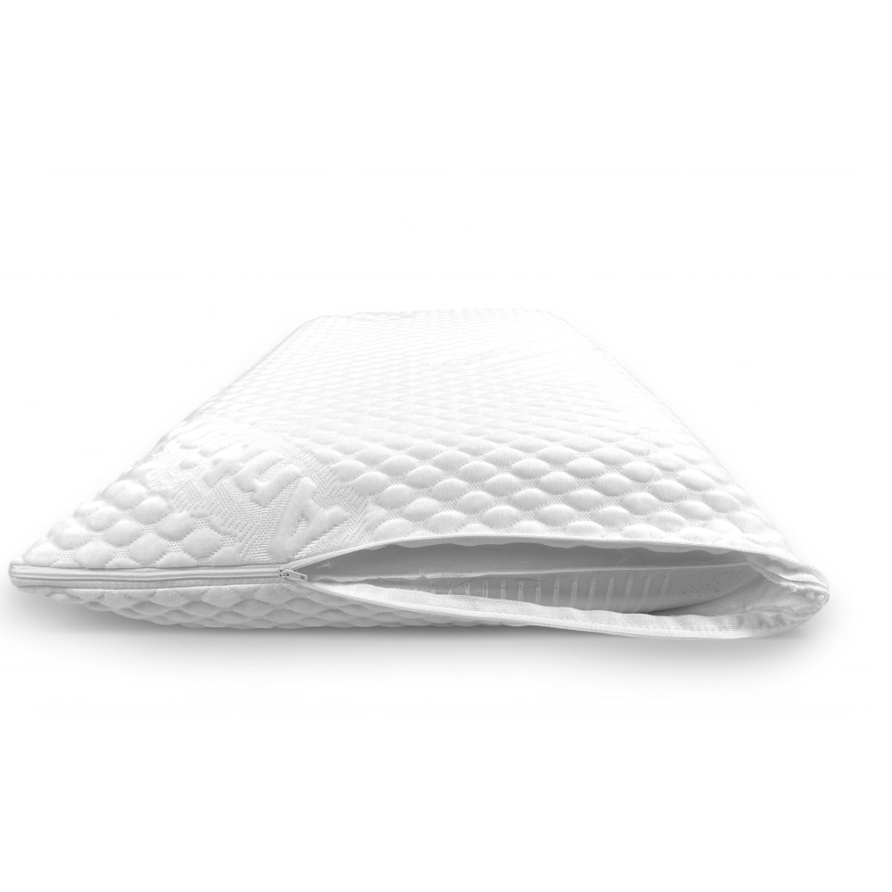 BUBBLES Almohada de jabón viscoelástico - Ortopédica, Antiácaros, Hipoalergénica, Funda extraíble con funda de masaje, 75x45 cm