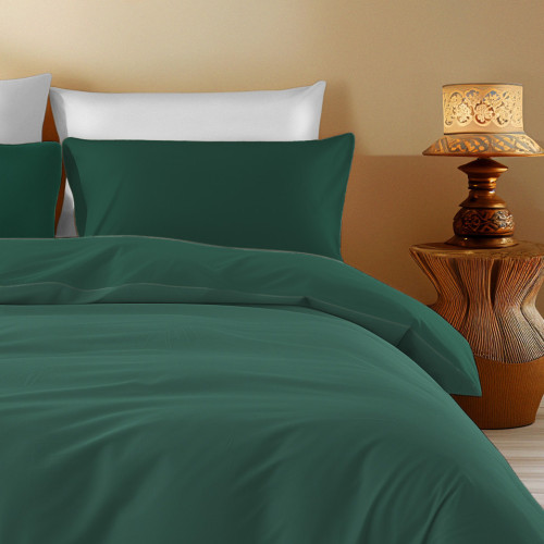 Duvet Cover in Solid Green Cotton - Sleep Time, 100% Pure Cotton, Soft, Breathable, Made in Italy