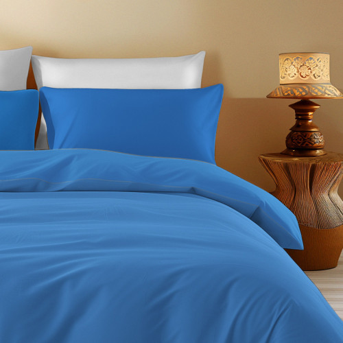 Copripiumino in Cotone Tinta Unita Bluette - Tempo di Dormire, 100% Puro Cotone, Morbido, Traspirante, Made in Italy