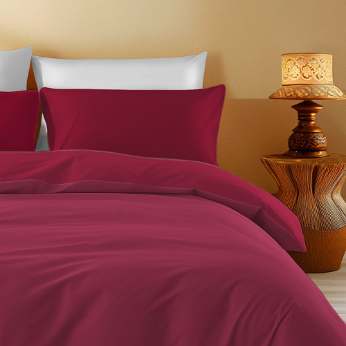 Housse de couette en coton uni Bordeaux - Sleep Time, 100 % pur coton, douce, respirante, fabriquée en Italie