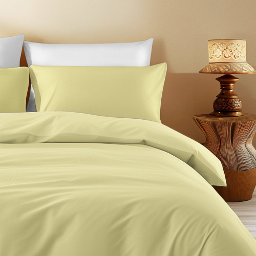 Bettbezug aus einfarbiger gelber Baumwolle - Sleep Time, 100% reine Baumwolle, weich, atmungsaktiv, Made in Italy