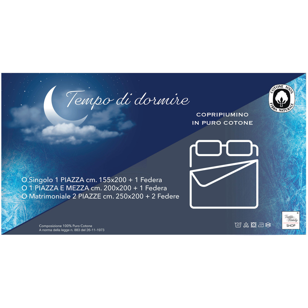 Duvet Cover in Solid Yellow Cotton - Sleep Time, 100% Pure Cotton, Soft, Breathable, Made in Italy