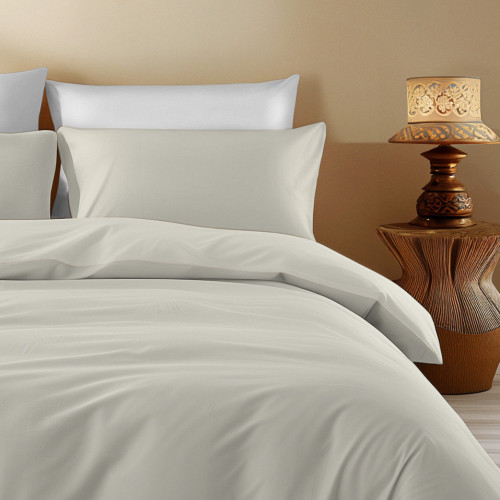 Housse de couette en coton crème de couleur unie - Sleep Time, 100 % pur coton, douce, respirante, fabriquée en Italie