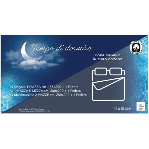 Housse de couette double face gris/noir - 100 % coton, douce et respirante, fabriquée en Italie