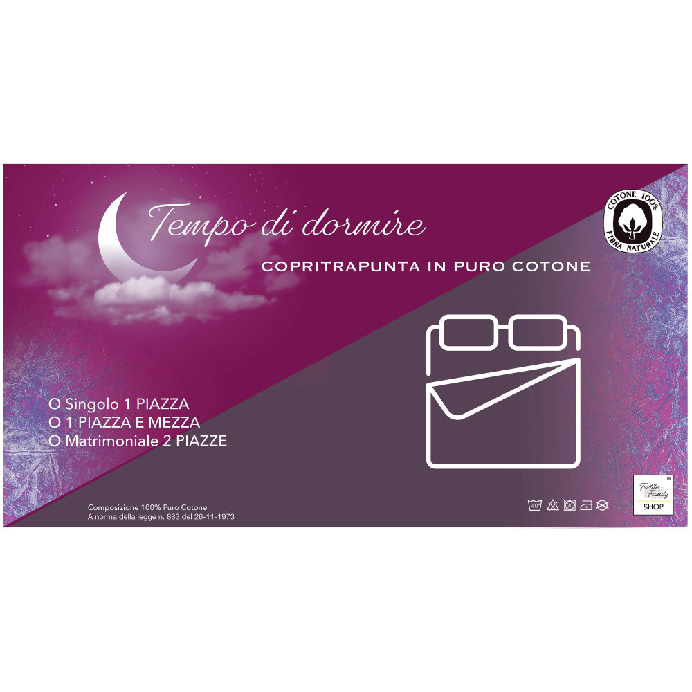 Einfarbiger Bettbezug aus Baumwolle Schwarz Sleep Time - weich, atmungsaktiv, Click-Clac-Verschluss - Made in Italy