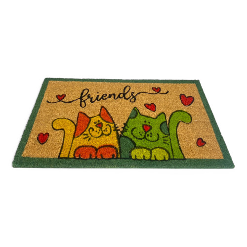 Tapis d’entrée d’extérieur en noix de coco - Paillasson antidérapant Friends with Colored Cats - 40x70 cm