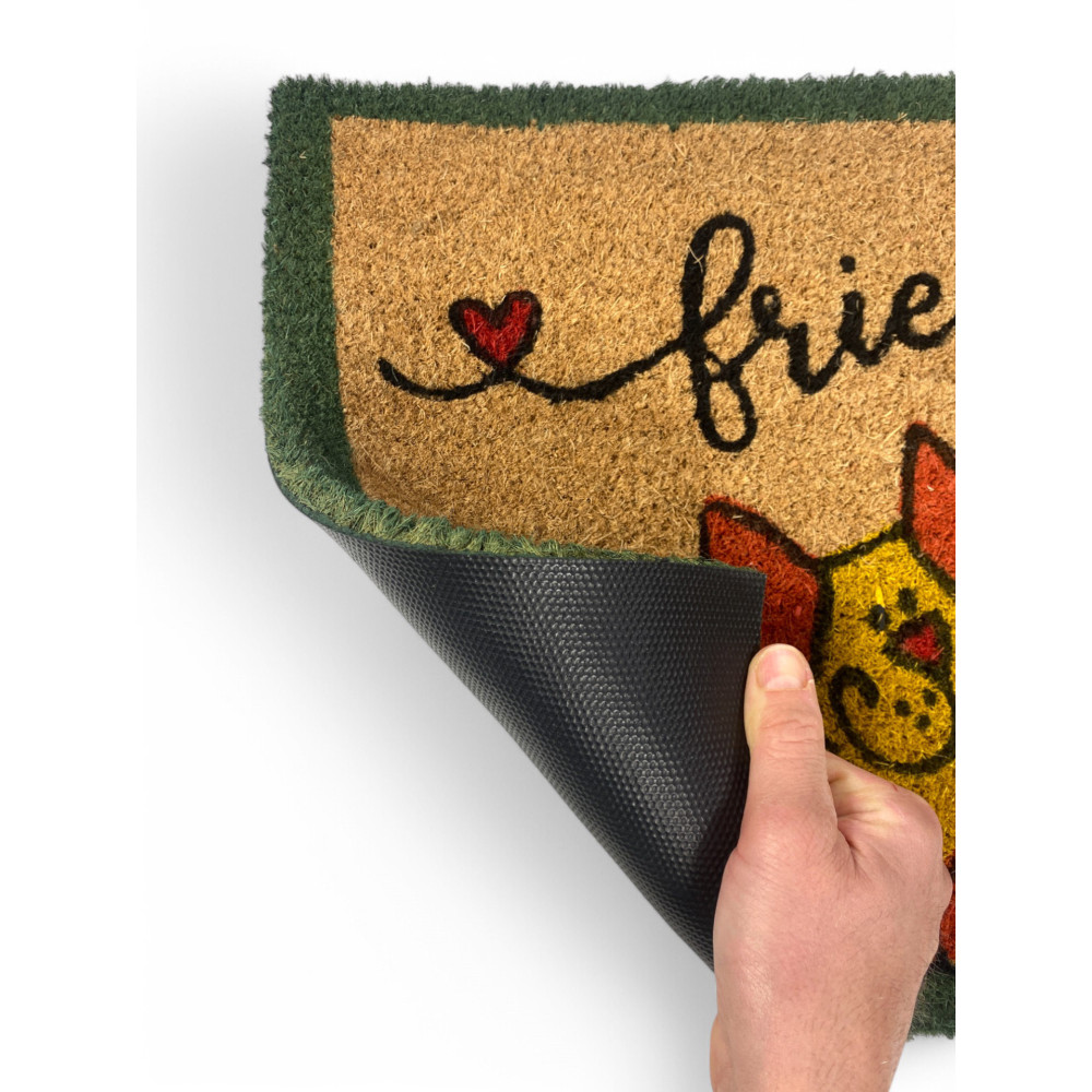 Tapis d’entrée d’extérieur en noix de coco - Paillasson antidérapant Friends with Colored Cats - 40x70 cm