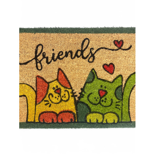 Tapis d’entrée d’extérieur en noix de coco - Paillasson antidérapant Friends with Colored Cats - 40x70 cm