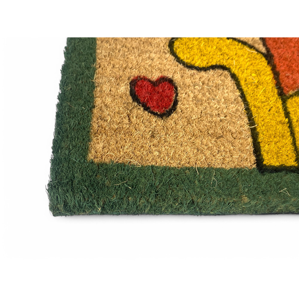 Tappeto Ingresso Esterno in Cocco - Zerbino Antiscivolo Friends con Gatti Colorati - 40x70 cm