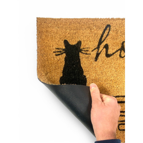 Outdoor Entrance Rug in Coconut - Non-slip Home Doormat with Stylized Cats - 40x70 cm