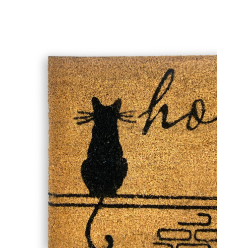 Tappeto Ingresso Esterno in Cocco - Zerbino Antiscivolo Home con Gatti Stilizzati - 40x70 cm
