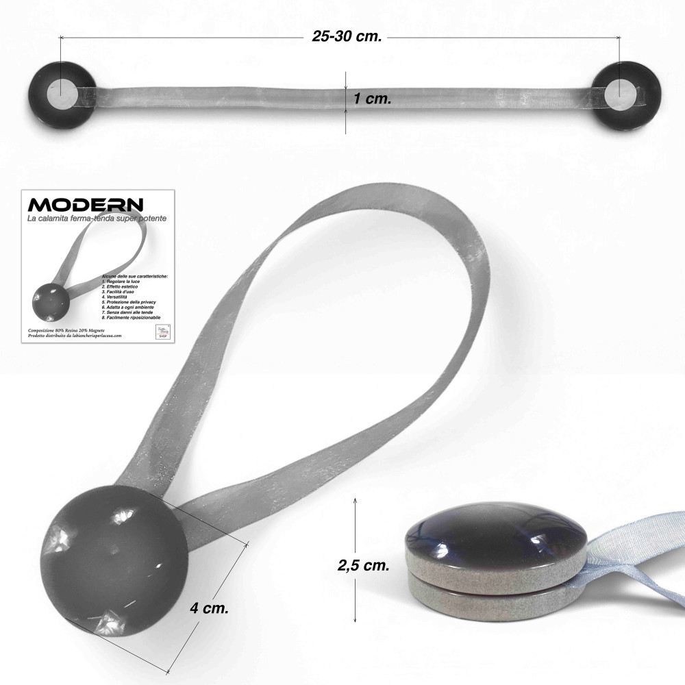 Butée de rideau magnétique gris « Modern » - 1 pièce, design élégant, super puissant