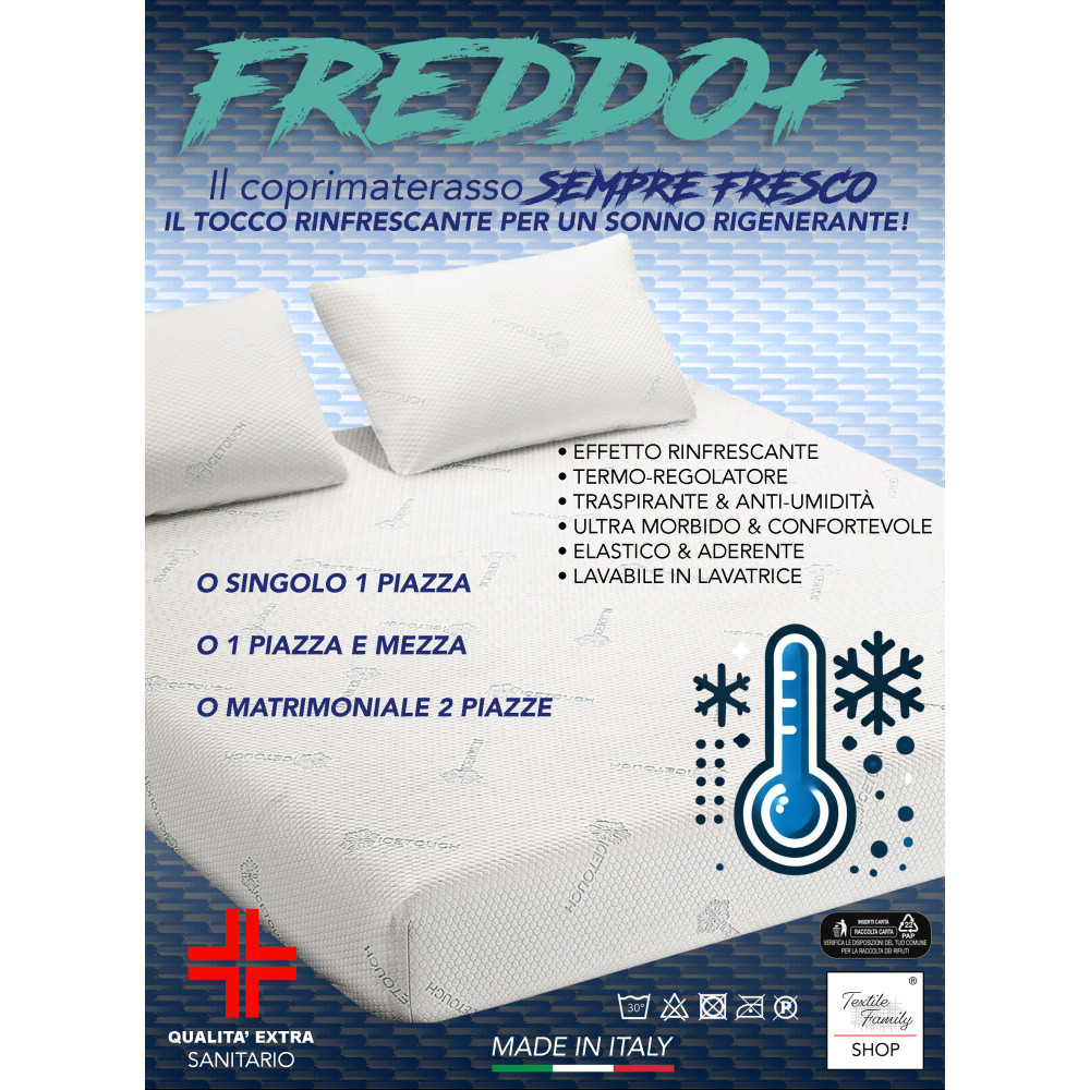 Surmatelas rafraîchissant Freddo+ Ice-touch, estival, régulateur de température, respirant, anti-humidité, doux, extensible