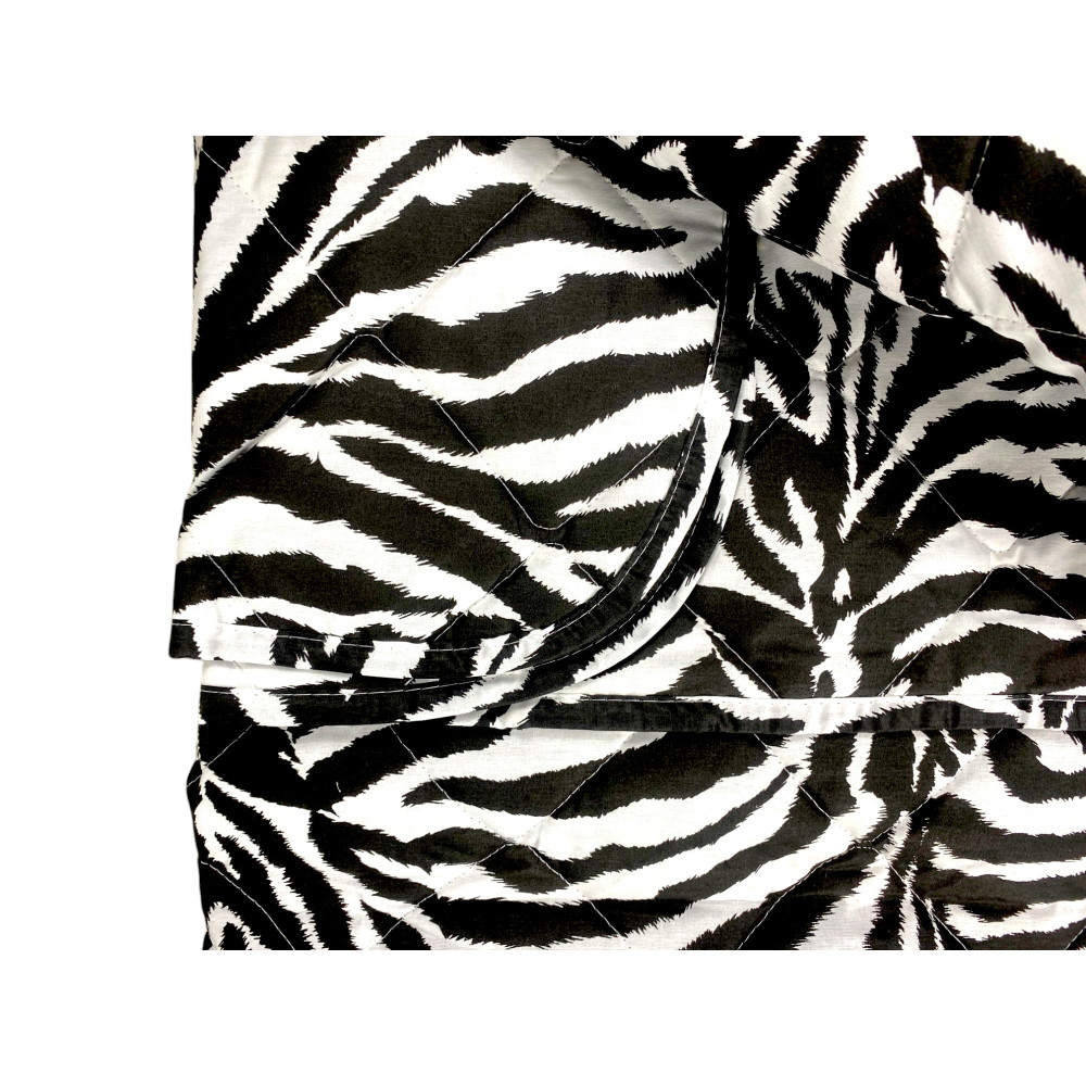 COUVRE-LIT MATELASSÉ ZEBRA BLANC NOIR