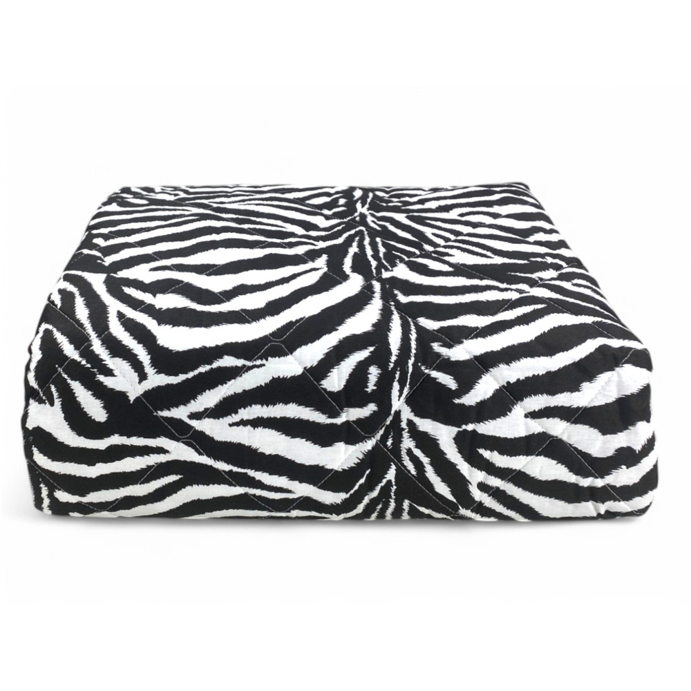 COUVRE-LIT MATELASSÉ ZEBRA BLANC NOIR