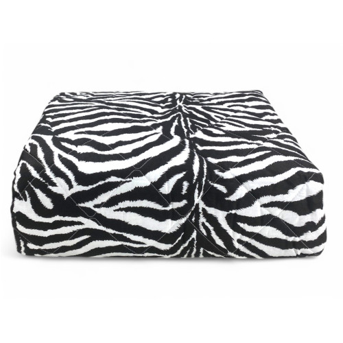 QUILTED BEDSPREAD ZEBRA WHITE BLACK