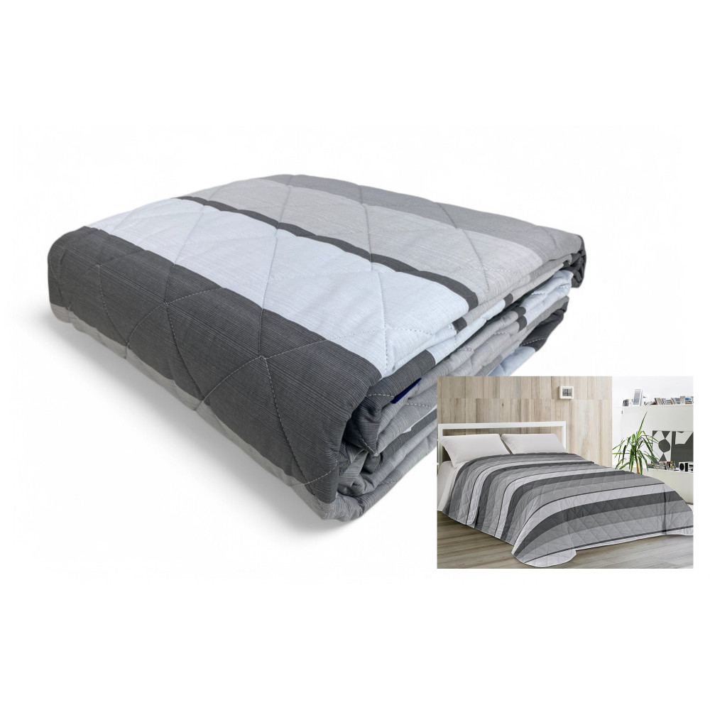 Edredón Kot Light de Rayas Grises - Edredón Primavera Verano - 100% Algodón - Hipoalergénico - Made in Italy