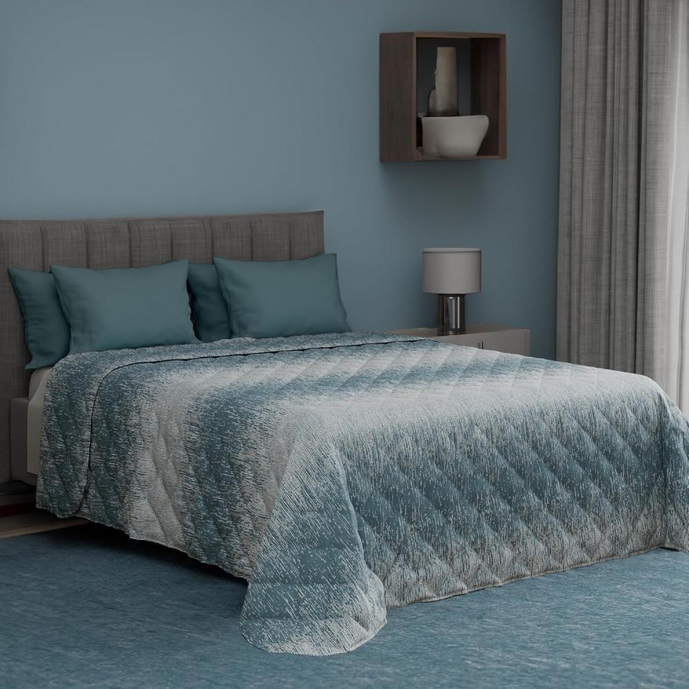 Kot Teal Bubbles Light Quilt - Frühling Sommer Quilt - 100% Baumwolle - Hypoallergen - Made in Italy