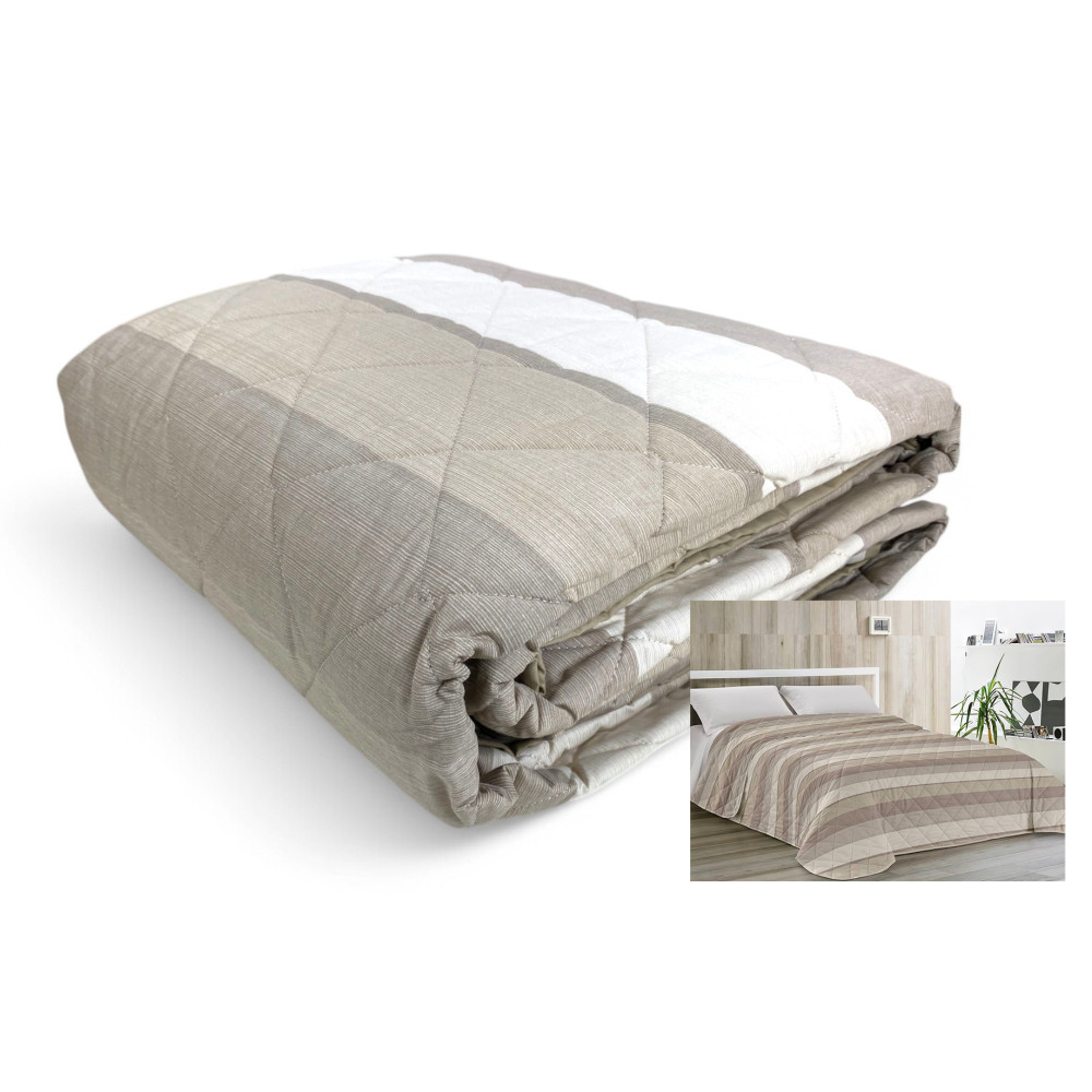 Kot Beige Stripe Light Quilt - Frühling Sommer Quilt - 100% Baumwolle - Hypoallergen - Made in Italy