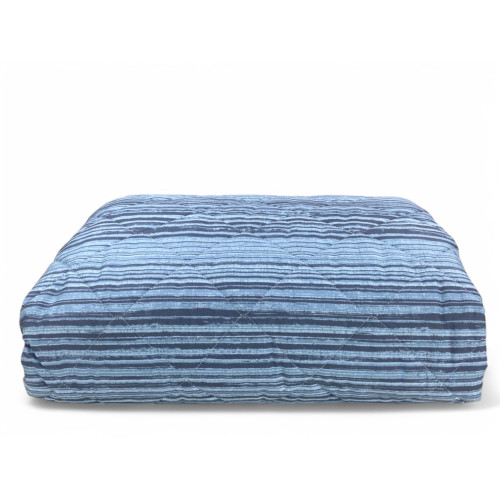 Bleu Kot Stripe Light Quilt - Printemps Eté Couette - 100 % Coton - Hypoallergénique - Fabriqué en Italie