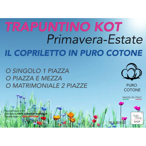 Trapuntino Leggero Kot Stripe Grigio - Quilt Primaverile Estivo - Cotone 100% - Anallergico - Made in Italy