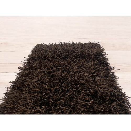 Tappeto Shaggy Marrone Moderno – Pelo 6 cm, Antiscivolo, 12 misure – Poliestere/Cotone – Fatti in India