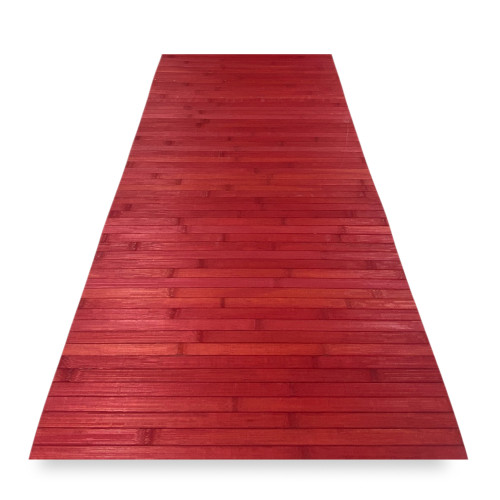 Bamboo Wood Kitchen Rug WOODY - Solid Red, Non-Slip, Easy to Clean