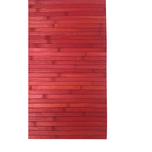 Tapis de cuisine en bois de bambou WOODY - rouge massif, antidérapant, facile à nettoyer