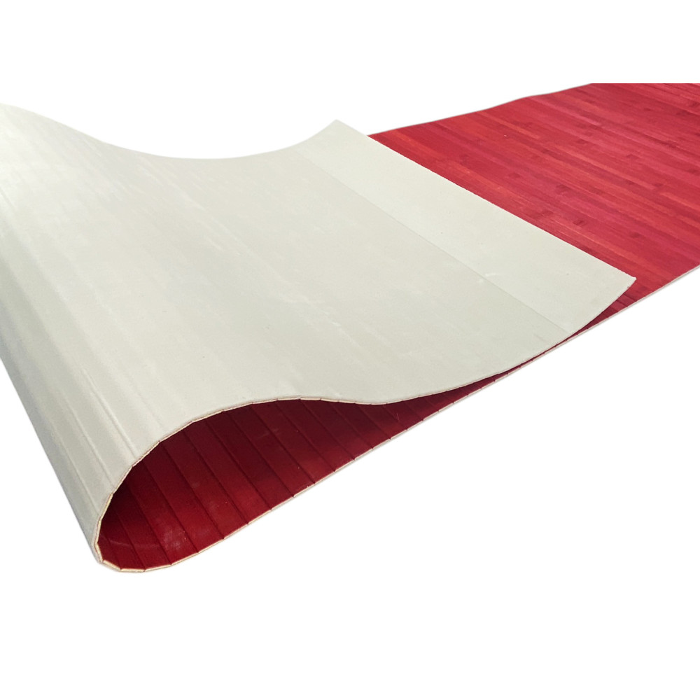 Alfombra de cocina de madera de bambú WOODY - Rojo sólido, antideslizante, fácil de limpiar