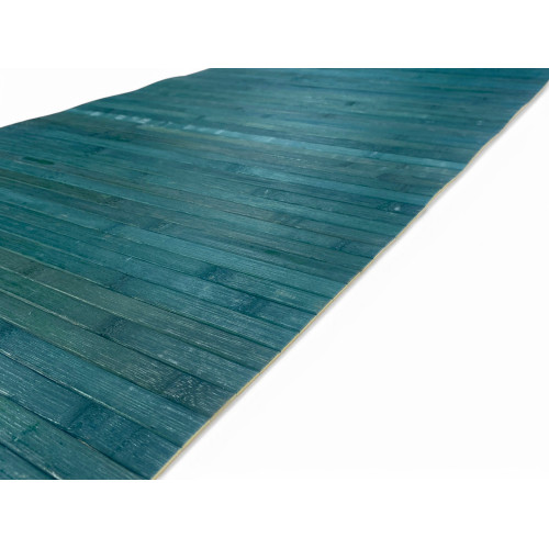 Alfombra de cocina de madera de bambú WOODY - azul sólido, antideslizante, fácil de limpiar