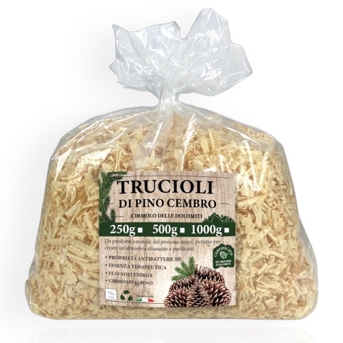 Chips de pino piñonero suizo - Dolomita Pino suizo - 100% natural y certificado - Perfumado y purificante para cojines y bolsos