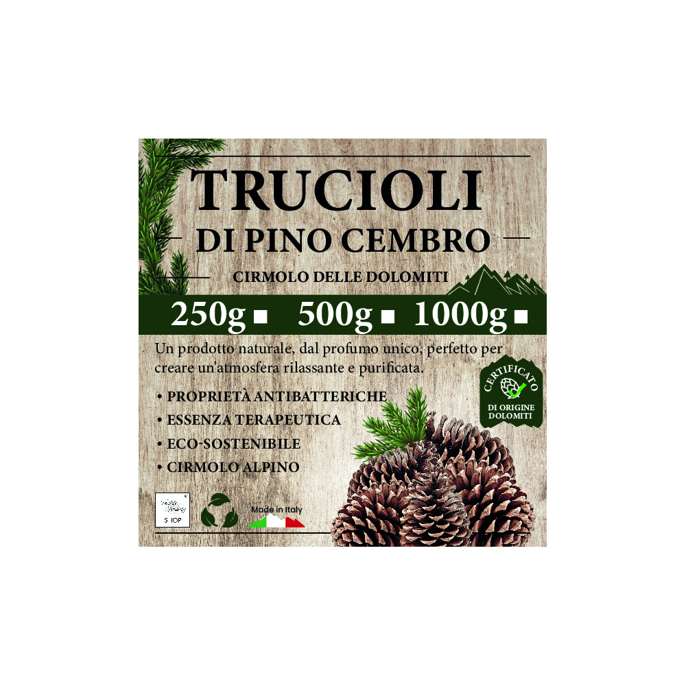 Copeaux de pin cembro - Dolomie Pin cembro - 100 % naturel et certifié - parfumé et purifiant pour coussins et sacs