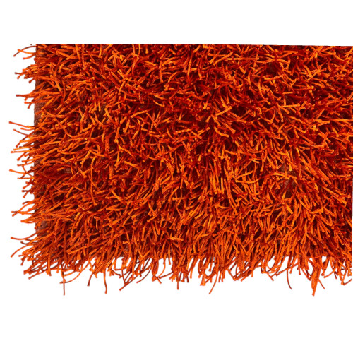 Tappeto Shaggy Arancio Moderno - Pelo Lungo 6 cm - Antiscivolo, 12 Misure - Annodato a Mano, Morbido e Resistente
