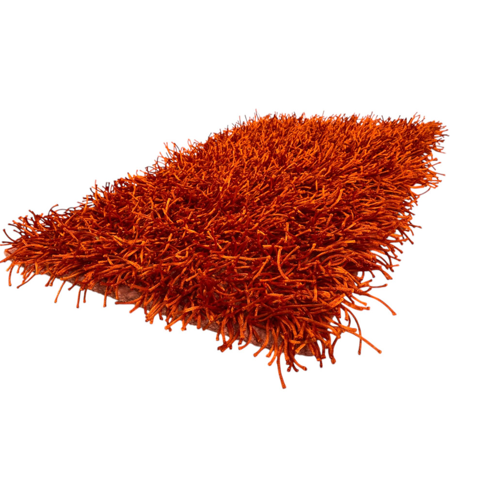 Tappeto Shaggy Arancio Moderno - Pelo Lungo 6 cm - Antiscivolo, 12 Misure - Annodato a Mano, Morbido e Resistente