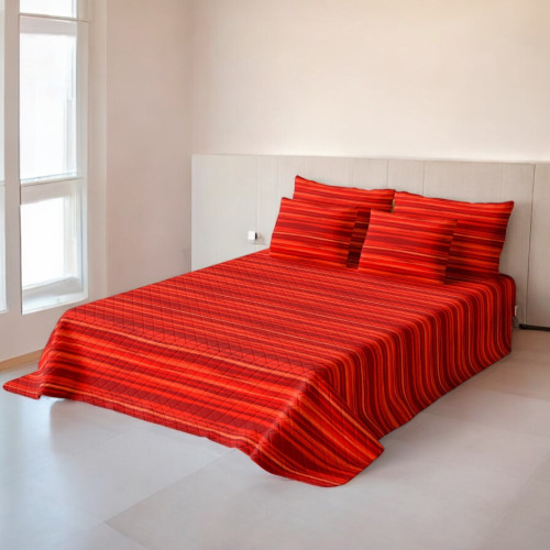 GESTEPPTE TAGESDECKE MIT STREIFEN SCHLEIFE © Bordeauxrot Made in Italy