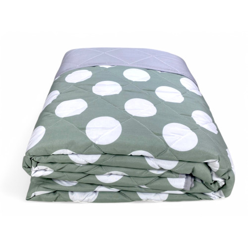 Couette noeud – couvre-lit matelassé à pois verts – Mi-saison, microfibre douce – Fabriqué en Italie