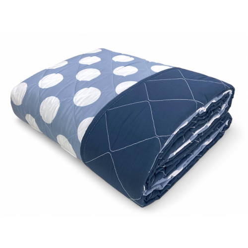 Couette noeud – couvre-lit matelassé à pois bleus – mi-saison, microfibre douce – Fabriqué en Italie